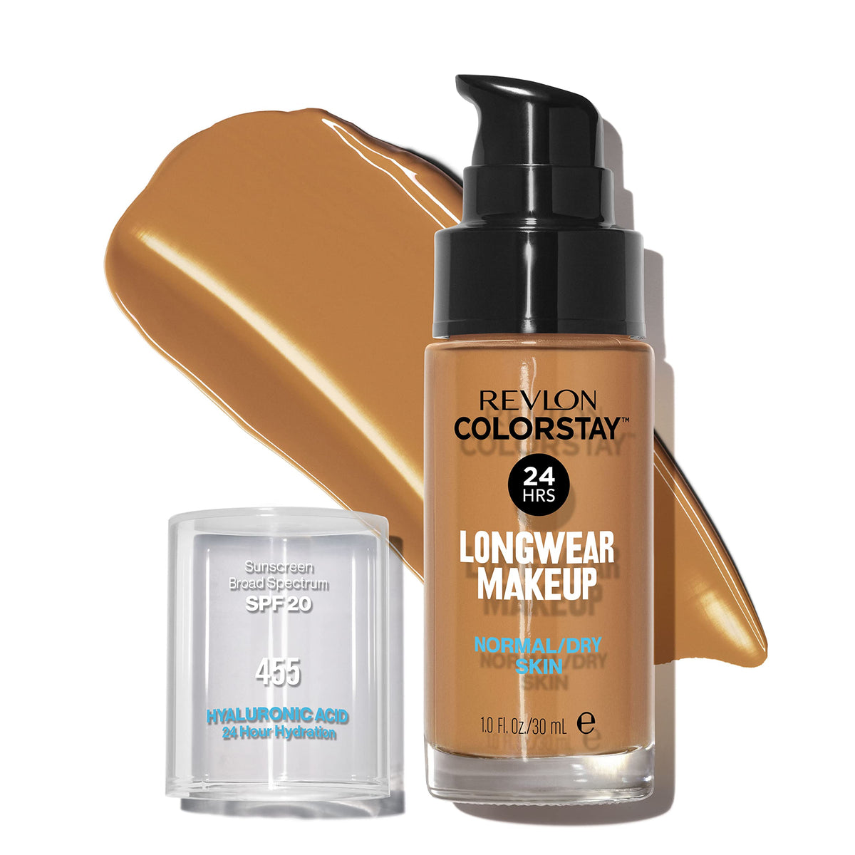 (Honey Beige) - Revlon ColorStay Makeup for Normal/Dry Skin SPF 20, Longwear Liquid Foundation, with Medium-Full Coverage, Natural Finish, Oil Free, 455 Honey Beige, 30ml