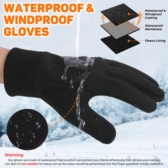 Winter Gloves, for Women Men Cold Weather, 14°F Winter Cycling Gloves for Men Women, with Touchscreen Fingers, Waterproof Thermal Gloves, for Running, Cycling, Climbing, Hiking, Biking, Driving,(M) - Black