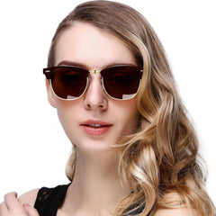 KANASTAL Polarized Horn Rimmed Sunglasses for Men and Women, Classic Half Frame Sun Glasses, Semi Rimless Shades for Womens 100% UV400 Protection Driving