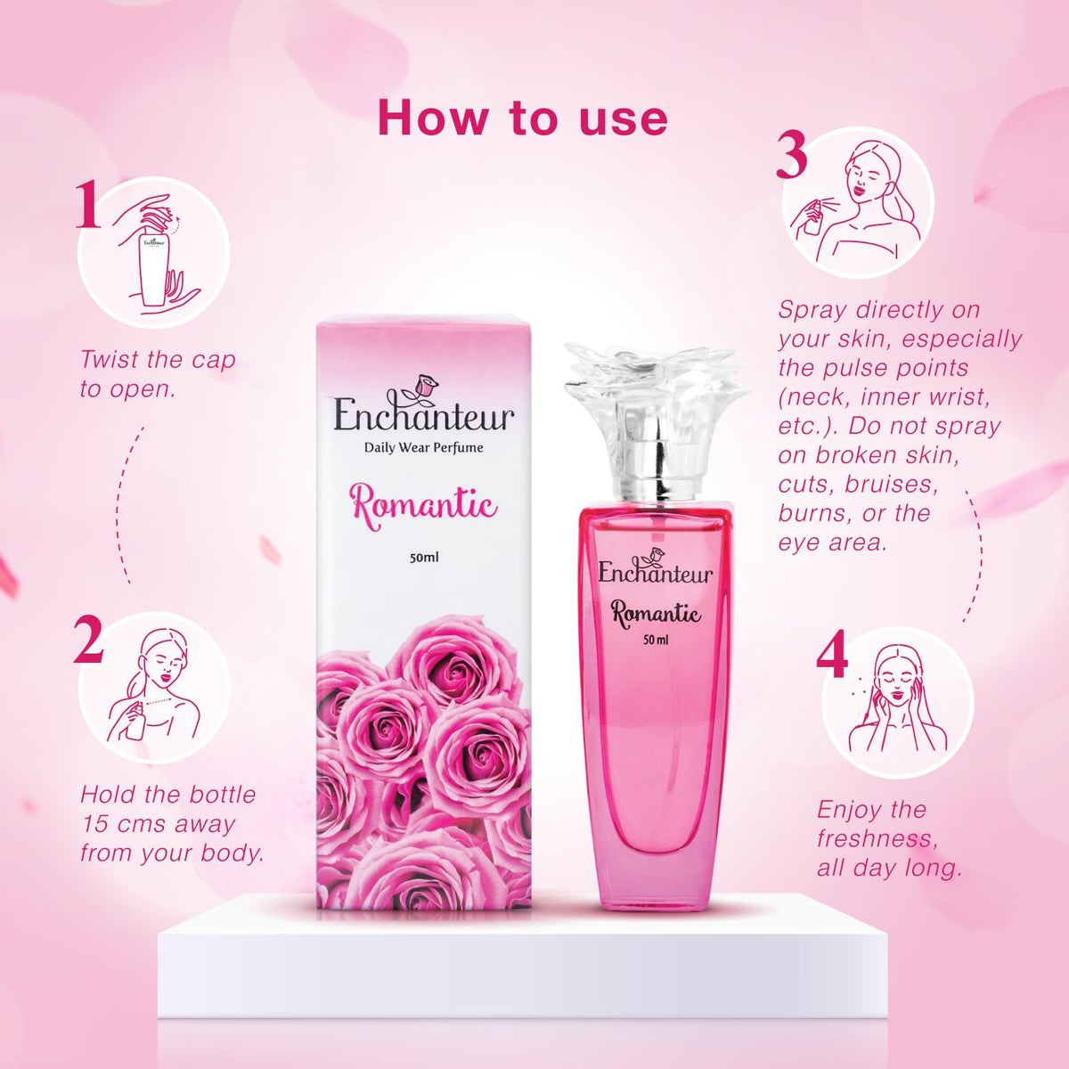 Enchanteur Romantic Liquid Jasmine Perfume For Women, 50Ml