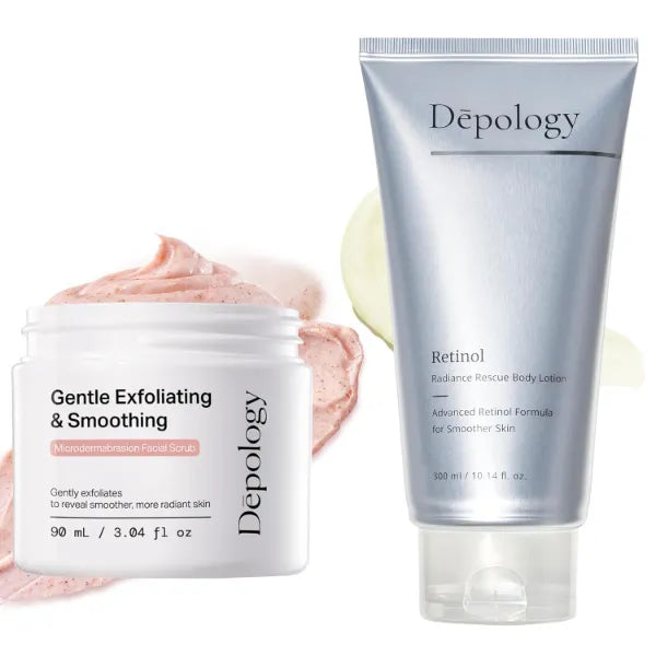 Depology Microdermabrasion Facial Scrub, Ultra-Size Firming Retinol Body Lotion