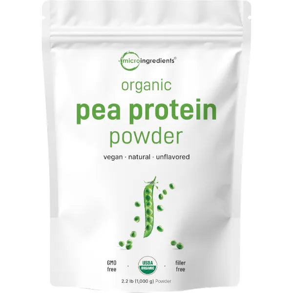 Micro Ingredients Organic Pea Protein Powder, 1KG (2.2 Pounds), North America Grown | Plant-Based Vegan Protein, Meatless Supplement, Natural Branched Chain Amino Acids | Non-GMO, Soy Free