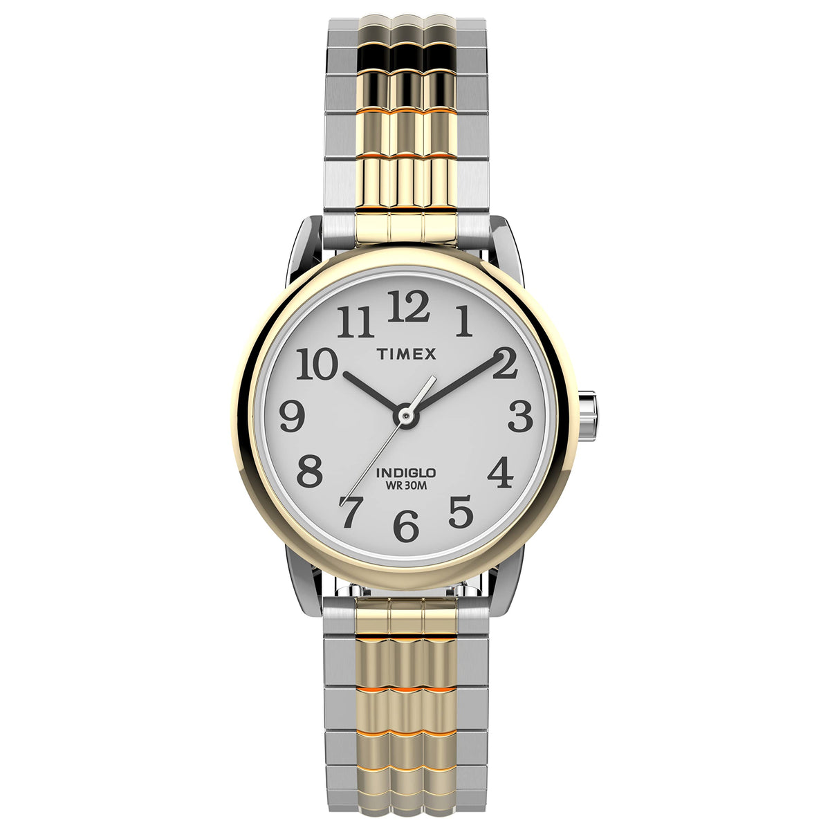 Timex Women's Easy Reader 25mm Perfect Fit Watch – Two-Tone Case White Dial with Two-Tone Expansion Band