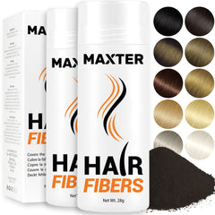 Maxter HAIR FIBER for Men & Women - 100% Natural Powder for Hair Building, Thickening and Cover Hair Loss in just 10 sec - Dark Brown x2 Bottles