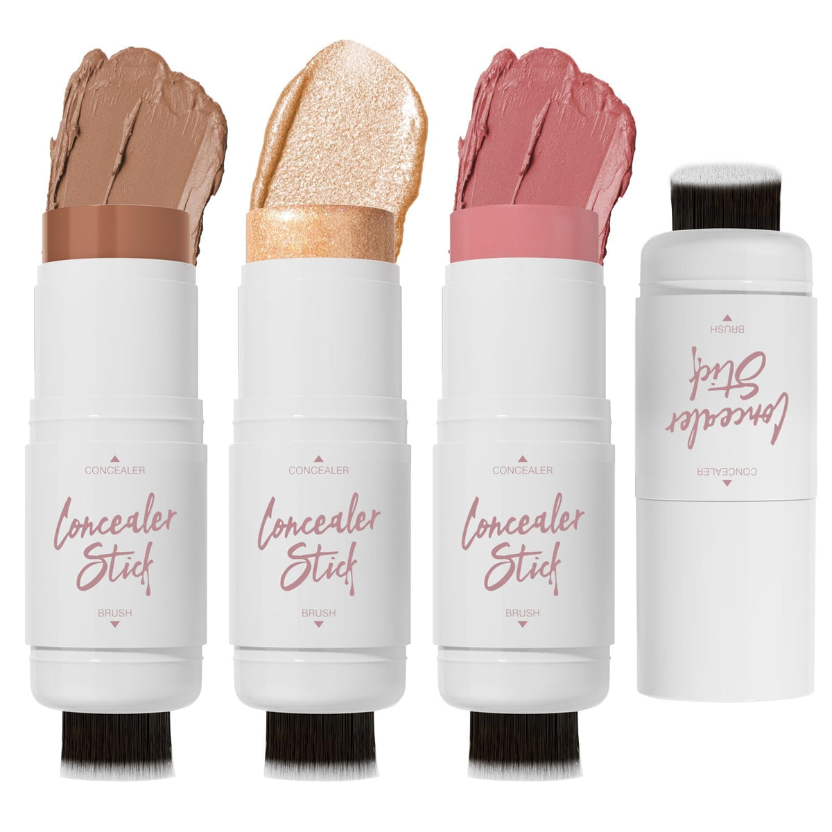 SWIUKPHE Cream Contour Makeup Set, Shades with Highlighter Stick, Blush Stick and Bronzer Contour Stick for Brightening and Trimming the Cheeks, Waterproof Long Lasting- 3Pcs