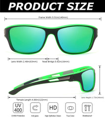 Sports Sunglasses Polarized For Mens Womens Driving Fishing Running Wrap Around Sun Glasses Unbreakable Frame Goggles with Glasses rope Strap UV Protection