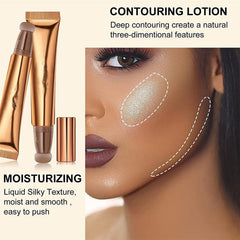 Contour Beauty Wand,Highlighter and Bronzer Stick with Cushion Applicator Attached Easy to Blend,Long Lasting & Smooth Natural Matte Finish (Cherry red)