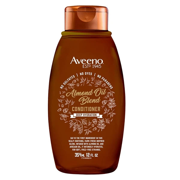Aveeno Almond Oil Blend Sulfate-Free Conditioner with Avocado Oil for Intense Hydration, Deep Moisturizing Conditioner for Thick, Curly, Frizzy or Coarse Hair, Paraben & Dye-Free, 12 Fl Oz