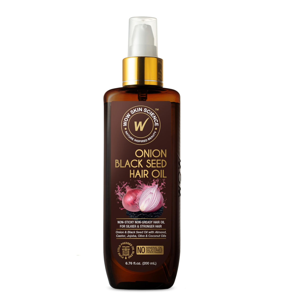 Wow Skin Science Onion Black Seed Hair Oil, Promotes Hair Growth, Controls Hair Fall, No Mineral Oil & Silicones - 200Ml