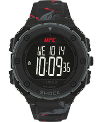 Timex UFC Men's Shockxl 50mm Watch - Black Strap Digital Dial Black Case - Black/Digital/Black