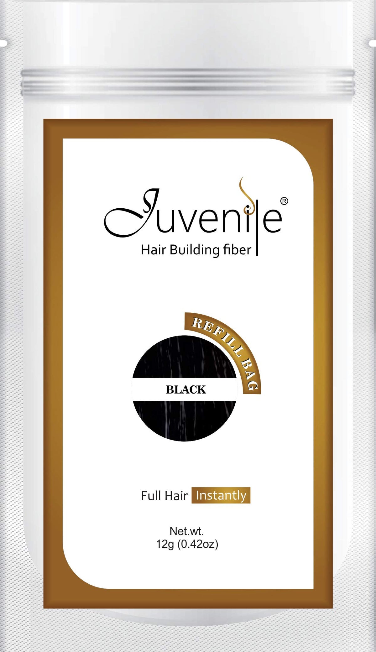 Juvenil Black Hair Fibers Refill Pack, 12g