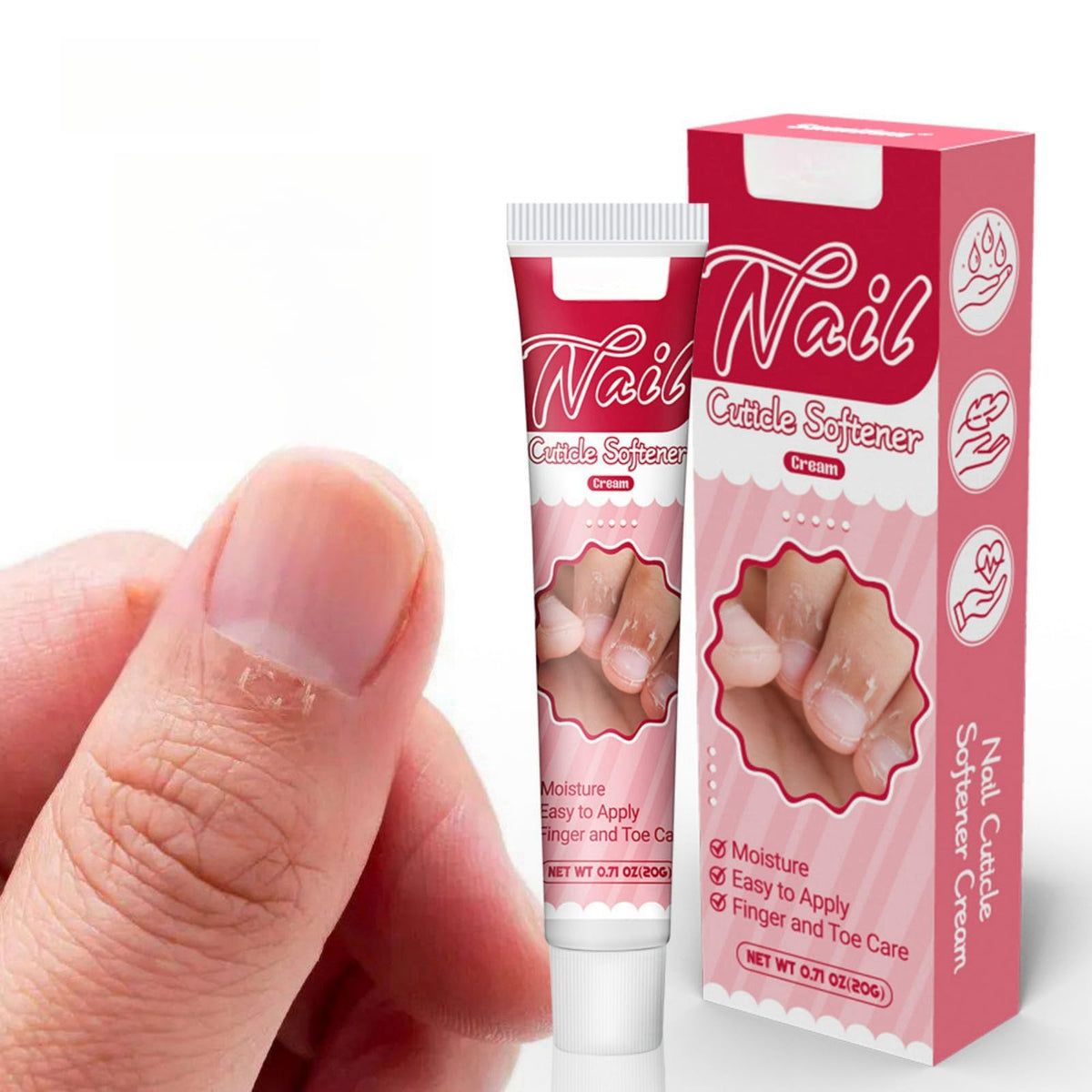 HONPOLO Nail Cuticle Softener Cream 20g - Formula for Softening Cuticles and Repairing Cracked Skin - Ideal for Hand and Foot Care - Soothes & Moisturizes Dry, Chapped Cuticles - Healthy Nail Growth