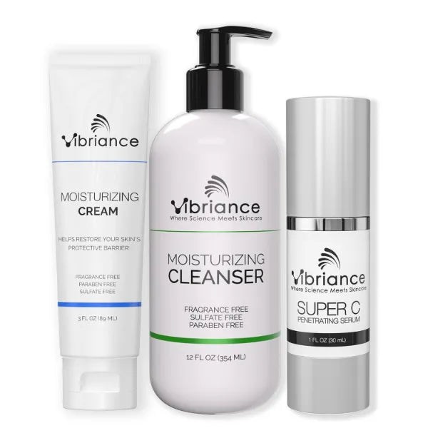 Vibriance Bundle Skincare Set | Super C Serum, Moisturizing Cleanser and Face Cream | Complete Kit for Radiant Beauty