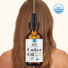 Castor Oil (2oz), USDA Certified Organic, 100% Pure, Cold Pressed, Hexane Free by Soti. Stimulate Growth for Eyelashes, Eyebrows, Hair, Skin Moisturizer