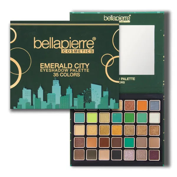 bellapierre Emerald City Eyeshadow Makeup Palette | 35 Color Shades in a Range of Matte, Satin, Shimmer, and Foil Finishes, Non-Toxic and Paraben Free, Vegan and Cruelty Free