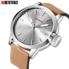 Curren 8208 Leather Strap Analog Dial Men Wristwatch Alloy Case Quartz Watch