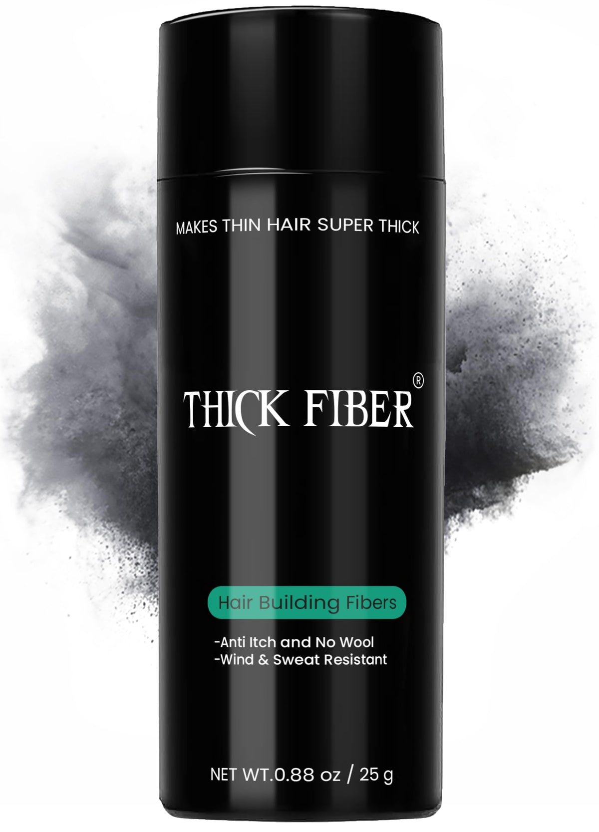 THICK FIBER - Hair Fibers for Thinning Hair (Black) 25g Bottle, Hair Loss concealer for Men & Women