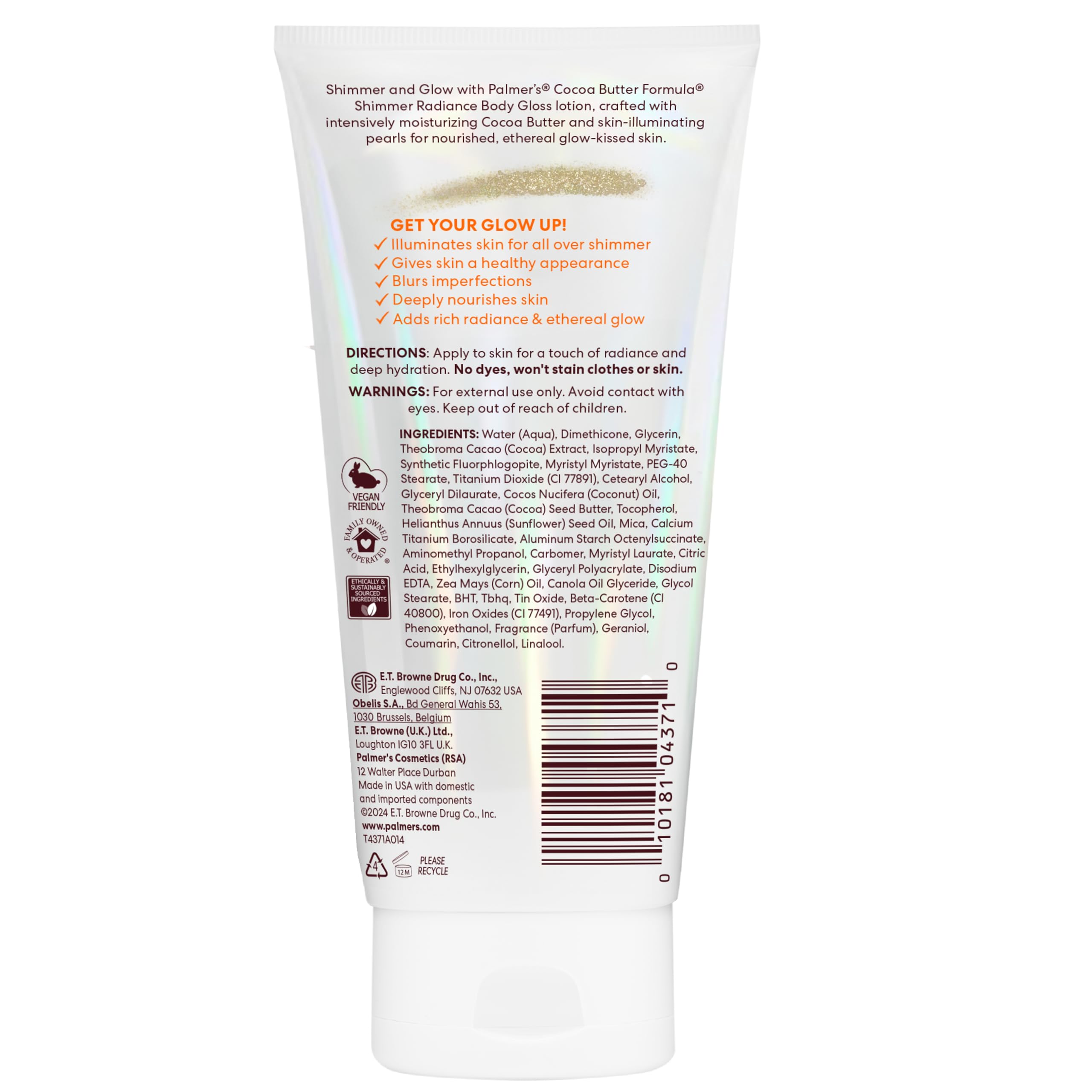 Palmer's Cocoa Butter Formula Shimmer Body Lotion with Vitamin E, 5.25 Fl Oz, Radiance Body Gloss, Help Blur Veins, Cellulite, Marks, 48 Hour Moisture