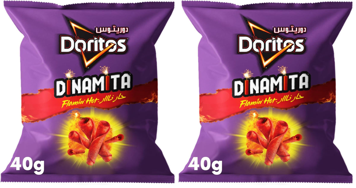 Doritos Dinamita Flamin Hot Flavored Tortilla Chips - 40 g (Pack of 2)