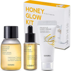 COSRX Honey Glow Kit, Korean Skin Care Set with Propolis Facial Toner, Serum, & Cream, Mini Travel Essentials, Deep Moisture, Hydration, Nourishment, Gift Set, Korean Skin Care