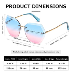 AEVOGUE Sunglasses For Women Oversized Rimless Diamond Cutting Lens Sun Glasses AE0534