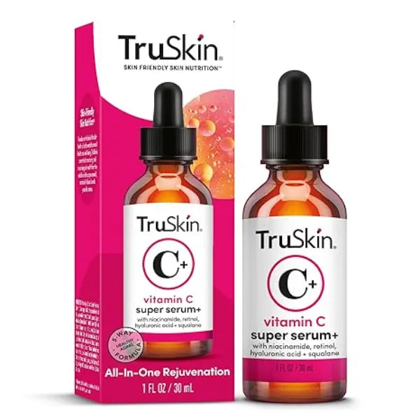 TruSkin Vitamin C Super Serum - Niacinamide, Retinol, Hyaluronic & Salicylic Acid - All-in-One Anti Aging Serum for Face – Improve Appearance of Dark Spots, Firmness for Brighter Looking Skin, 1 Fl Oz