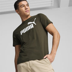 PUMA unisex-adult ESS Logo Tee (s) Tees - Dark Olive
