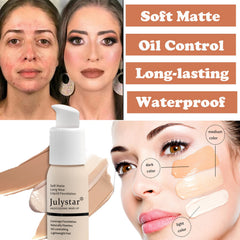 Liquid Foundation Full Coverage Foundation 24HR Matte Oil Control Concealer Long Lasting Waterproof Flawless Cream Smooth Foundation