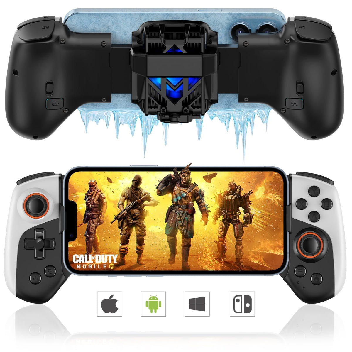 KASTWAVE Wireless Gamepad Controller for iPhone iOS Android Switch PC with Cooling Conduction Plate, Phone Controller Joystick for iPhone, Samsung, LG, Google, Turbo/Macro Function, COD, Diablo
