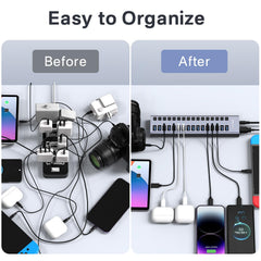 ACASIS Powered 16 Ports USB 3.2 Hub, 10Gbps Data Transfer, 96W Adapter