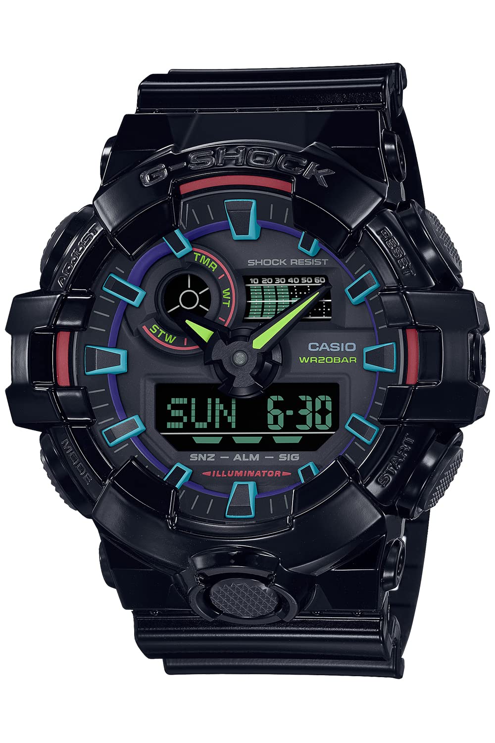 G-Shock Casio GA-700RGB-1AJF [ Virtual Rainbow: Gamer's RGB Series] Watch Imported from Japan Feb 2023 Model, black