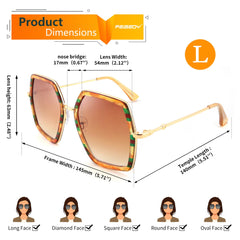 FEISEDY Women Large Hexagon Inspired Sunglasses Fashion Irregular Design Style Geometric B2503