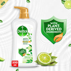 Dettol Activ-Botany Antibacterial Showergel & Bodywash, Green Tea & Bergamot Fragrance, with Plant-Derived Ingredients for Effective Germ Defence & Personal Hygiene, 500ml