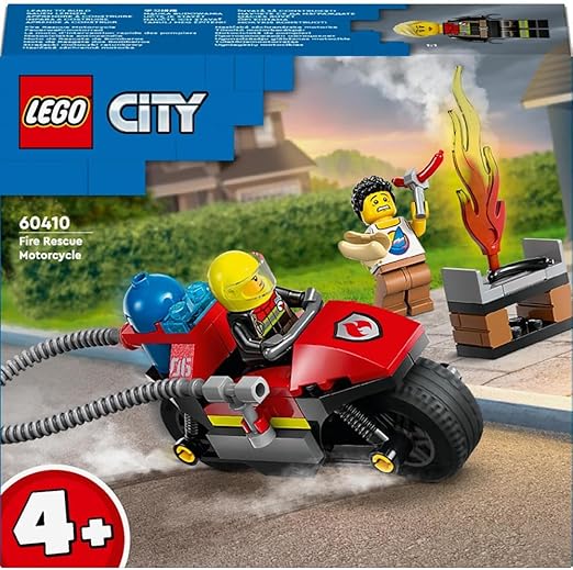 LEGO City Fire Rescue Motorcycle, Motorbike Toy Playset for 4 Plus Year Old Boys & Girls, Includes 2 Minifigures for Imaginative Play, Fun Vehicle Gift Idea for Preschool Kids 60410