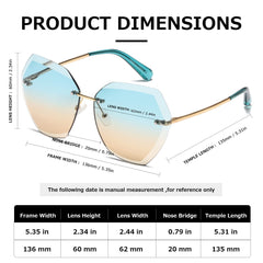 AEVOGUE Sunglasses For Women Oversized Rimless Diamond Cutting Lens Sun Glasses AE0534