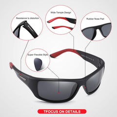 PUKCLAR Polarized Sports Sunglasses for Men Women Running Cycling Fishing Driving Golf TR90 Frame