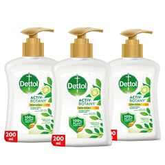 Dettol Activ-Botany Antibacterial Liquid Handwash, Green Tea & Bergamot Fragrance, 100% Plant-Derived Ingredients, 200ml, Pack of 3