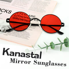 KANASTAL Hippie Round Polarized Sunglasses for Women Men, Small Circle Sun Glasses Classic Vintage Retro Shades Metal Frame UV400 Protection