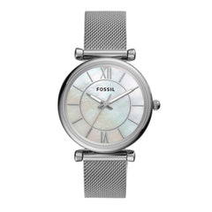 Fossil Women's Carlie Stainless Steel Casual Quartz Watch, Carlie - ES4432 Silver Mesh