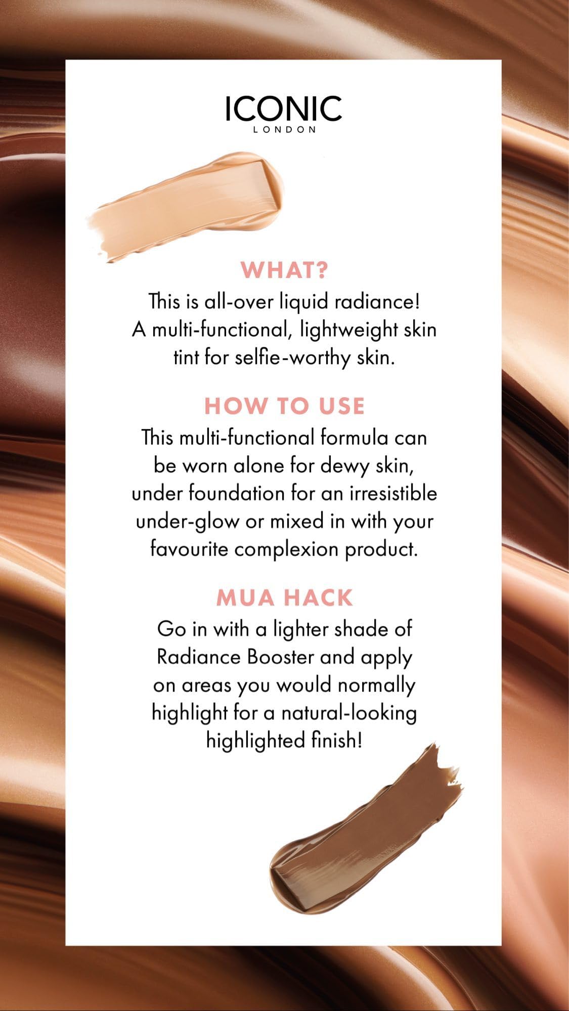ICONIC London Radiance Booster – Sheer Tinted Primer with Radiant Glow, Deep Glow, 30ml