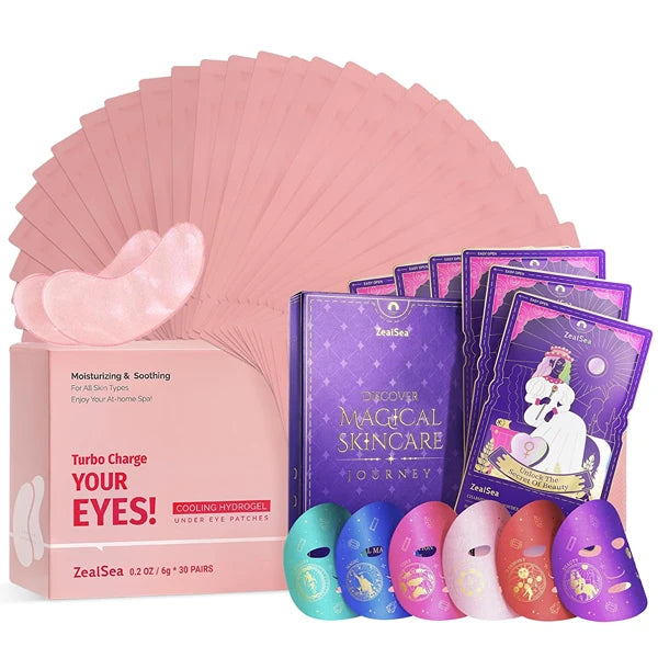 ZealSea 20 Pairs Eye Gel Pads Face Sheet Masks Skincare Set