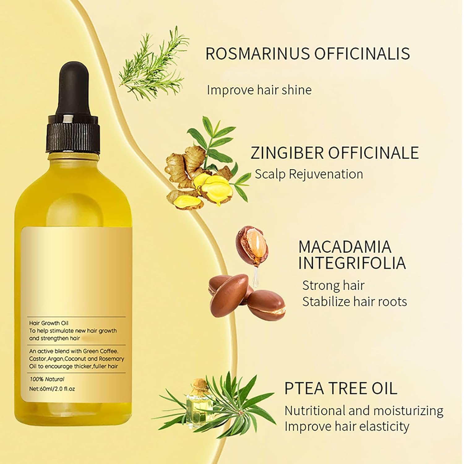 Hey Keratin Veganic Natural Hair Growth Oil, Veganic Rosemary Oil, Natural Hair Growth oil for Black Women, for Women and Men Dry Damaged Thin hair Growth (3 PCS)
