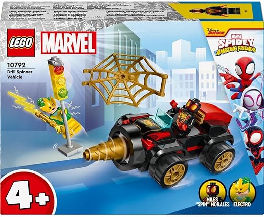 LEGO Marvel Spidey and his Amazing Friends Drill Spinner Vehicle, Spider-Man Car toy for 4 Plus Year Old Kids, Boys & Girls, with 2 Minifigures, Super Hero Fun from Disney+ TV Show, Gift Idea 10792