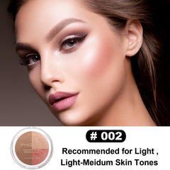 PHOERA Foundation, PHOERA Contour Palette,Shades with Highlighter & Bronzer & Blush,Up to 24 Hour Fresh Wear,PHOERA Concealer Primer Powder (102+103+ #001 Contour/Nude+Warm peach+#001)
