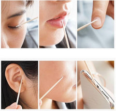 MOCUI Pointed Tip Cotton Swabs, 100 Count Precision Cotton Buds for Makeup, Organic Pointed Microblading Cotton Tips Cosmetic Applicator Sticks for Nails, Tattoo, Daily Cleaning
