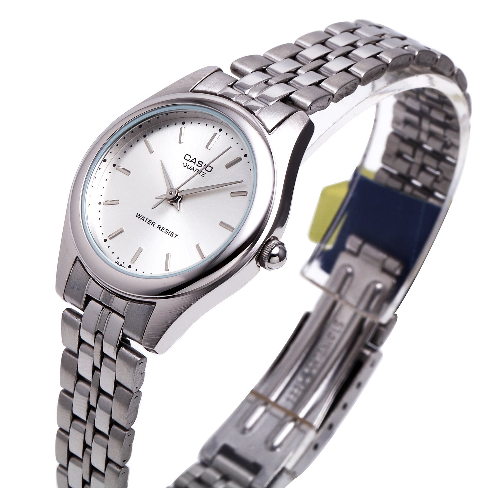 Casio Womens Quartz Watch, Analog Display and Leather Strap Silver