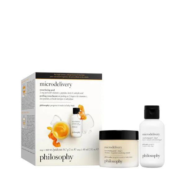 philosophy microdelivery vitamin c resurfacing peel kit with lactic acid & sunflower seed oil - two-step treatment to smooth rough texture, even skin tone and minimize the appearance of fine lines