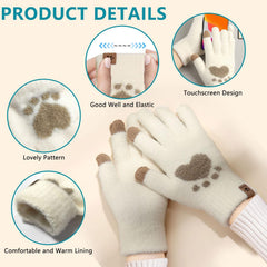 NALACAL Touchscreen Gloves for Women, Warm Mitten Gloves, Faux Fur Plush Stretch Knitted Ladies Thermal Gloves, Winter Gloves for Girls Women Lady Outdoor Indoor