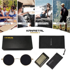 KANASTAL Hippie Round Polarized Sunglasses for Women Men, Small Circle Sun Glasses Classic Vintage Retro Shades Metal Frame UV400 Protection