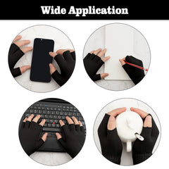 Fingerless Gloves for Women Men Winter Fingerless Mittens for Women Men Warm Knitted Gloves Typing Half Finger Gloves - Black